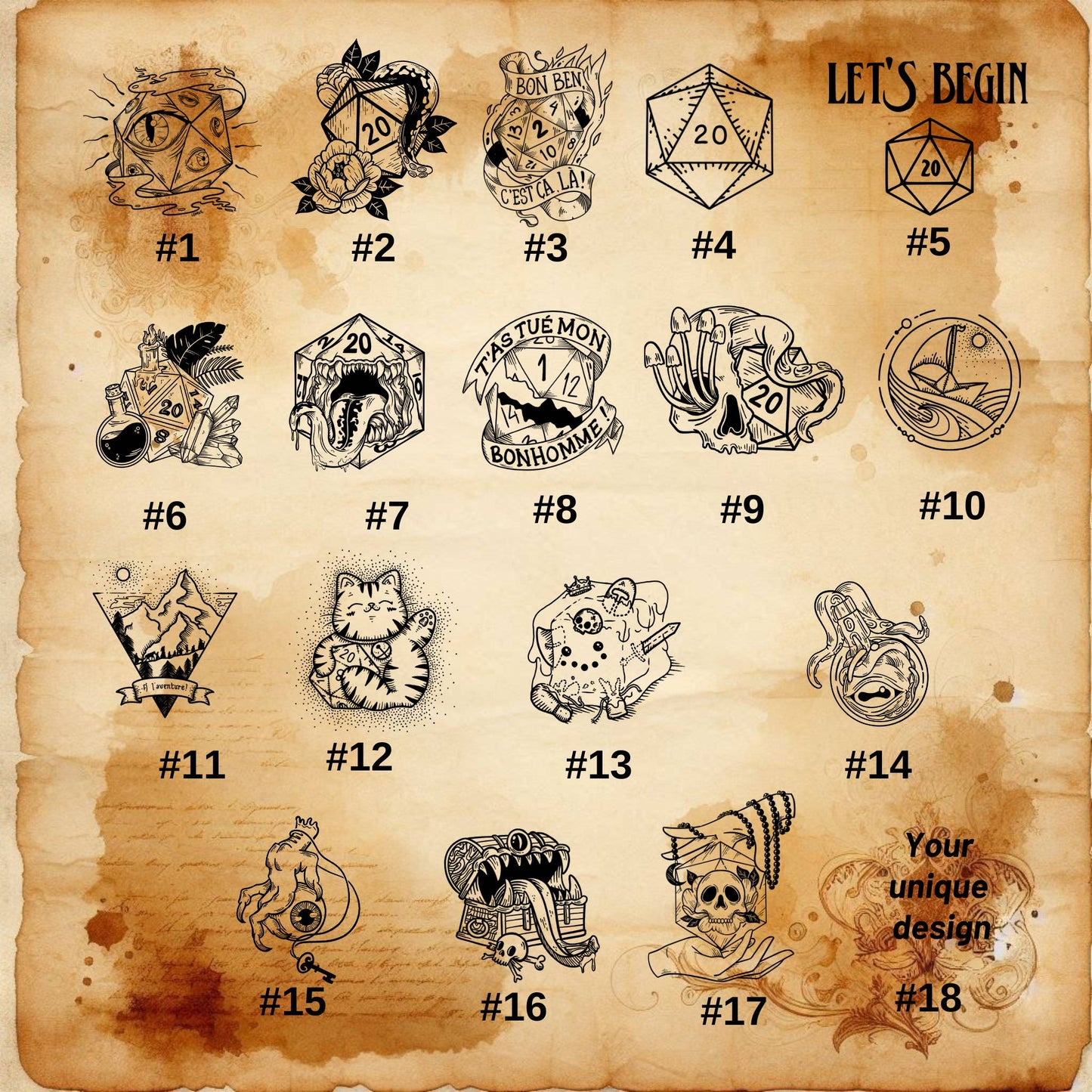 dessins des boite à dés